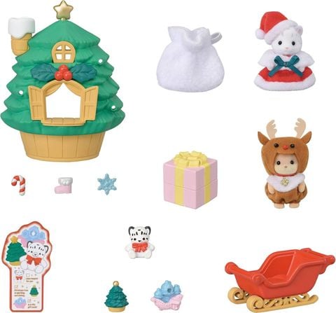  Se-214 Sylvanian Families Baby Santa's Christmas Tree House New 