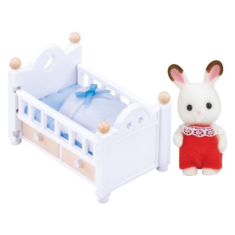  DF-13 Sylvanian Families CHOCOLATE RABBIT BABY AND BED SET 
