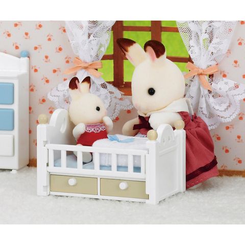  DF-13 Sylvanian Families CHOCOLATE RABBIT BABY AND BED SET 