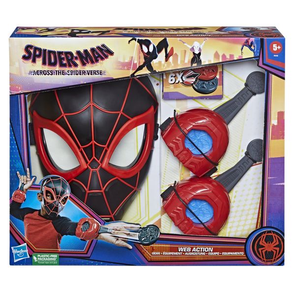 Marvel Spider-Man: Across the Spider-Verse Web Action Gear, Miles Morales Costume Mask and Gauntlets