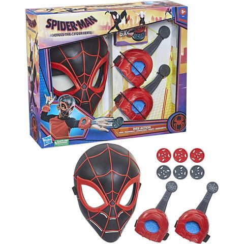  Marvel Spider-Man: Across the Spider-Verse Web Action Gear, Miles Morales Costume Mask and Gauntlets 