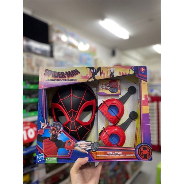 Marvel Spider-Man: Across the Spider-Verse Web Action Gear, Miles Morales Costume Mask and Gauntlets
