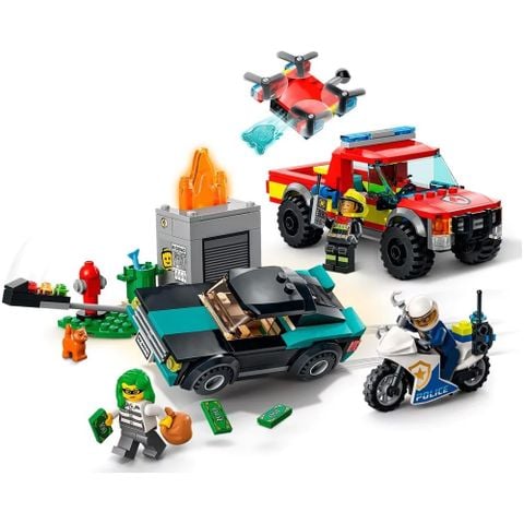  Lego Xe Cứu Hỏa City 60319 Fire Rescue & Police Chase 295 Mảnh 