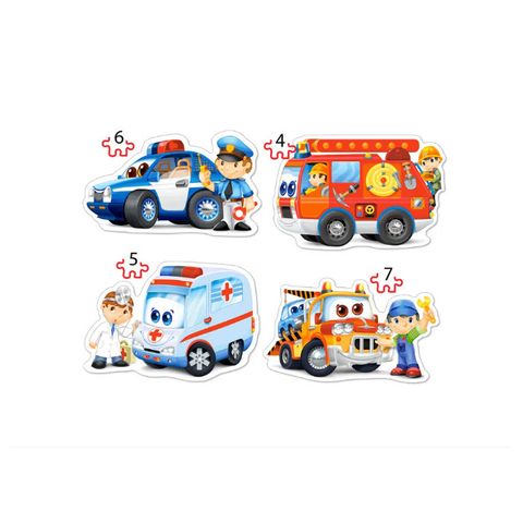  Xếp hình puzzle các phương tiện cứu hộ 4 bộ 4/5/6/7 mảnh CASTORLAND B-043932 