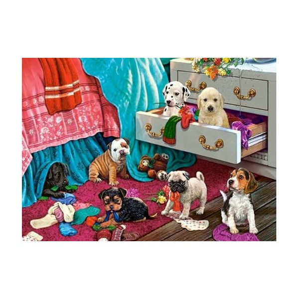 Xếp hình Puzzle Những Chú Chó Con Trong Phòng Ngủ 300 mảnh Castorland
