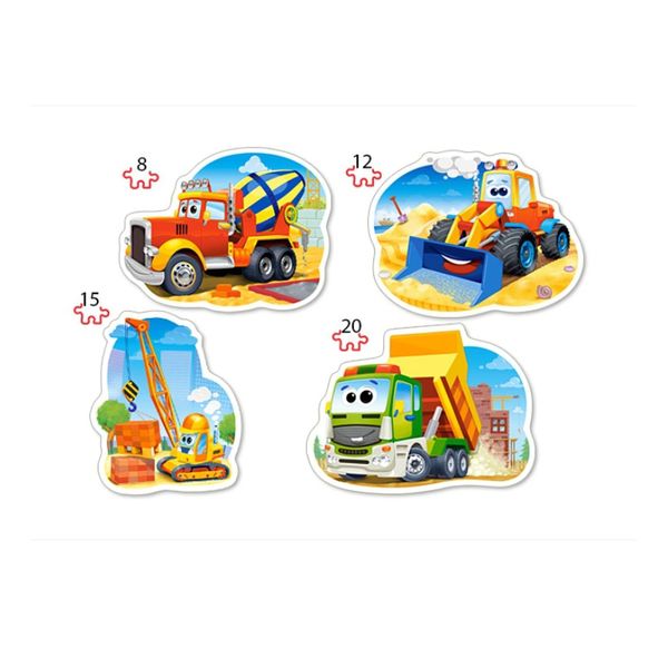 Xếp hình Puzzle Xe Công Trình 4 bộ 8/12/15/20 mảnh CASTORLAND