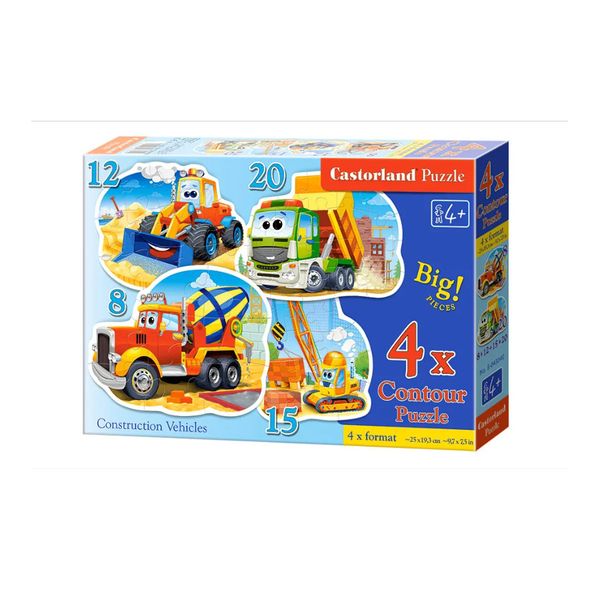 Xếp hình Puzzle Xe Công Trình 4 bộ 8/12/15/20 mảnh CASTORLAND