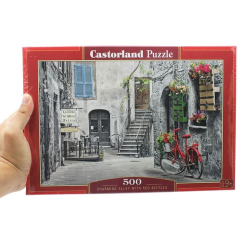  Xếp hình puzzle con hẻm nhỏ quyến rũ bên chiếc xe đạp màu đỏ 500 mảnh CASTORLAND B-53339 