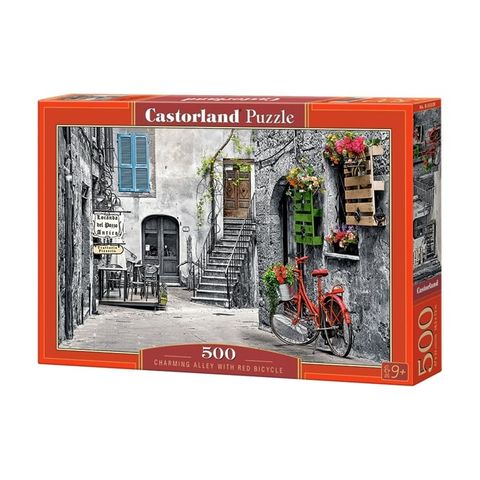  Xếp hình puzzle con hẻm nhỏ quyến rũ bên chiếc xe đạp màu đỏ 500 mảnh CASTORLAND B-53339 