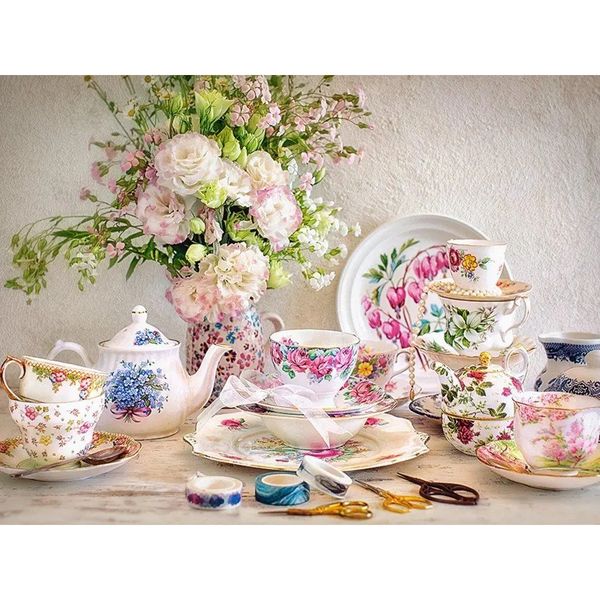 Xếp hình Puzzle Tranh Tĩnh Vật Với Gốm Sứ Và Hoa 500 mảnh CASTORLAND B