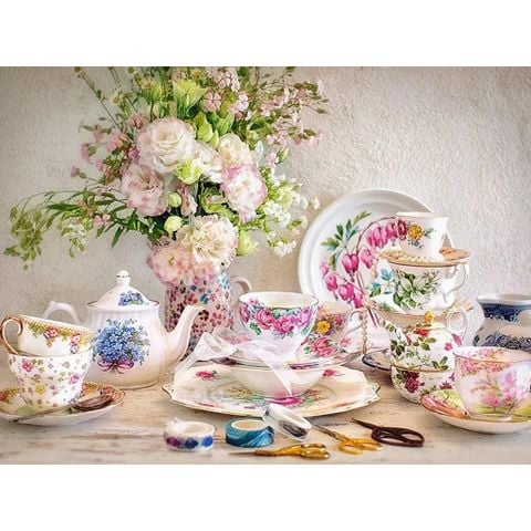  Xếp hình puzzle tranh tĩnh vật với gốm sứ và hoa 500 mảnh CASTORLAND B-53384 