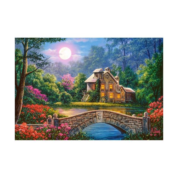 Tranh ghép hình puzzle 1000 mảnh Cottage in the Moon Garden Castorland
