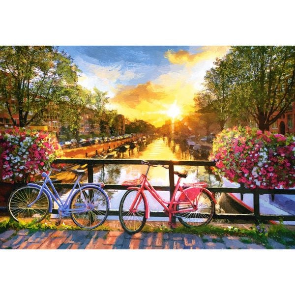 Xếp hình Puzzle Picturesque Amsterdam with Bicycles 1000 mảnh Castorla