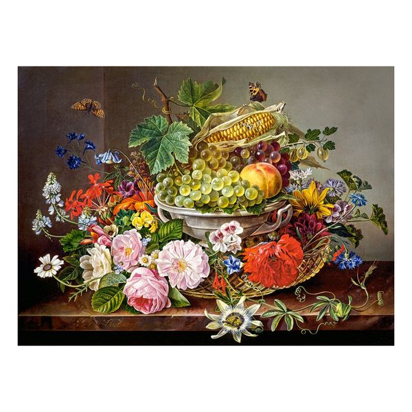 Ghép hình Puzzle Still Life with Flower and Fruit Basket 2000 mảnh