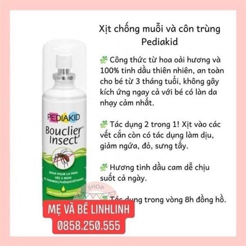  THUỐC XỊT CHỐNG MUỖI VÀ CÔN TRÙNG PEDIAKID CỦA PHÁP NGĂN NGỪA SỐT XUẤT HUYẾT 
