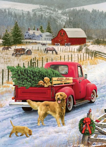 Bộ xếp hình puzzle Cobble Hill Puzzle 1000 miếng Christmas On The Farm