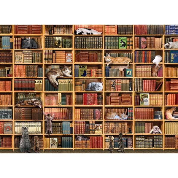 Bộ xếp hình puzzle 1000 miếng Cobble Hill Puzzle The Cat Library