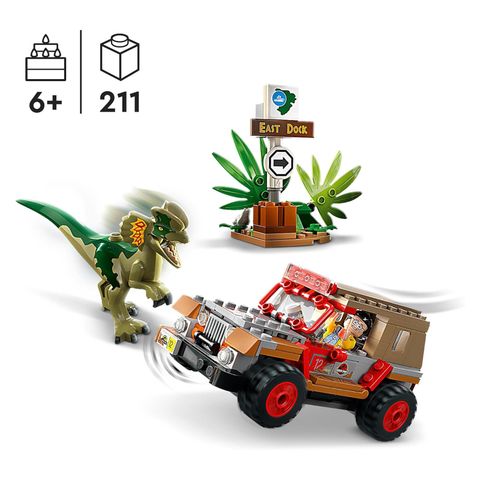  Đồ chơi lắp ghép LEGO 76958 Jurassic Park 30th Anniversary Dilophosaurus Ambush Buildable 