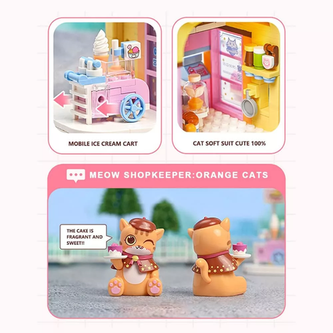  Đồ Chơi Lắp Ráp KEEPPLEY Lovely Street Red Cat Cake Shop K28006 