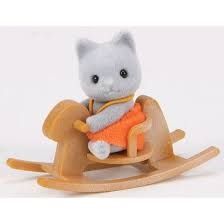  Gray Cat Baby with Rocking Horse 