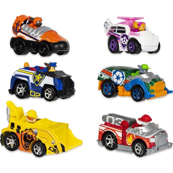 Set mô hình xe cứu hộ " Paw Patrol True Metal Chase, Zuma, Rubble, Marshall, Skye & Rocky