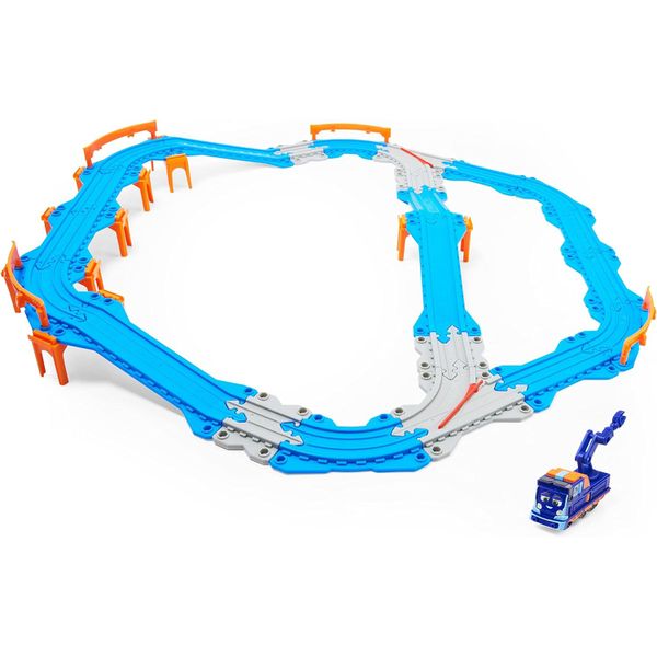 Set tàu 23win04 6060209 -Mighty Express with Milo Toy Train, 32-Piece ( da gom tau xanh)