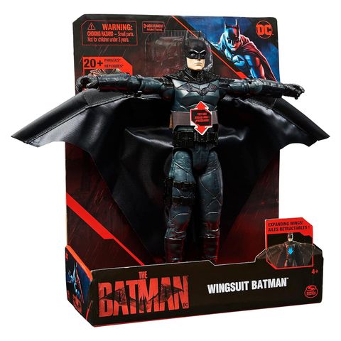  6060510 - DC Comics, Batman 30cm Wingsuit Action Figure with Lights and Phrases, Expanding Wings 