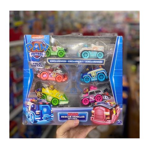  Set 6 mô hình xe 6064139 PAW Patrol: True Metal Neon Rescue Vehicles - 6pk 