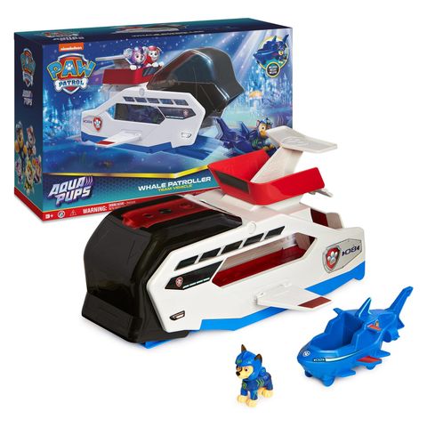  Đồ chơi tàu tuần tra cá voi 6065308- Paw Patrol Aqua Pups Whale Patroller Team Vehicle with Chase Action Figure 