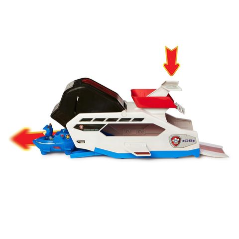  6065308- Paw Patrol Aqua Pups Whale Patroller Team Vehicle with Chase Action Figure, 