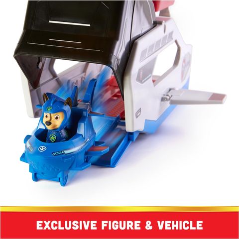  Đồ chơi tàu tuần tra cá voi 6065308- Paw Patrol Aqua Pups Whale Patroller Team Vehicle with Chase Action Figure 