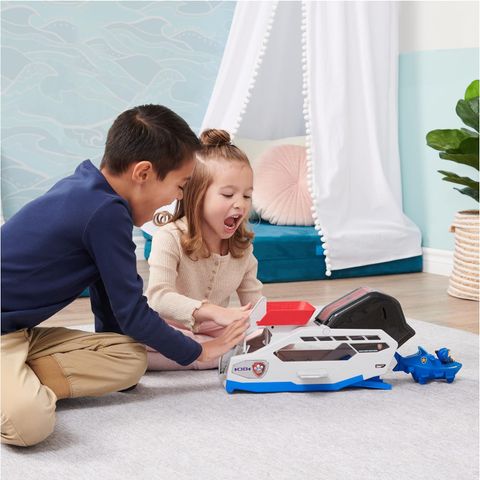  6065308- Paw Patrol Aqua Pups Whale Patroller Team Vehicle with Chase Action Figure, 