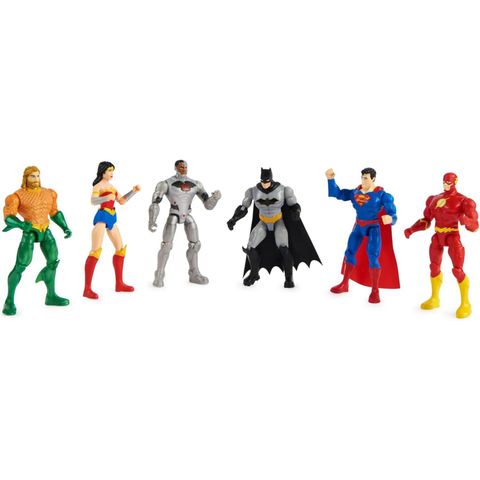  Đồ chơi mô hình 6066298- Comics Justice League 4 Inch Action Figures 6-Pack Batman Superman Cyborg 