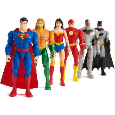  Đồ chơi mô hình 6066298- Comics Justice League 4 Inch Action Figures 6-Pack Batman Superman Cyborg 
