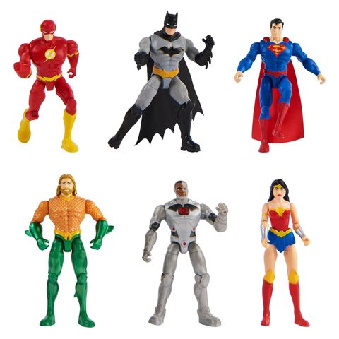  Đồ chơi mô hình 6066298- Comics Justice League 4 Inch Action Figures 6-Pack Batman Superman Cyborg 