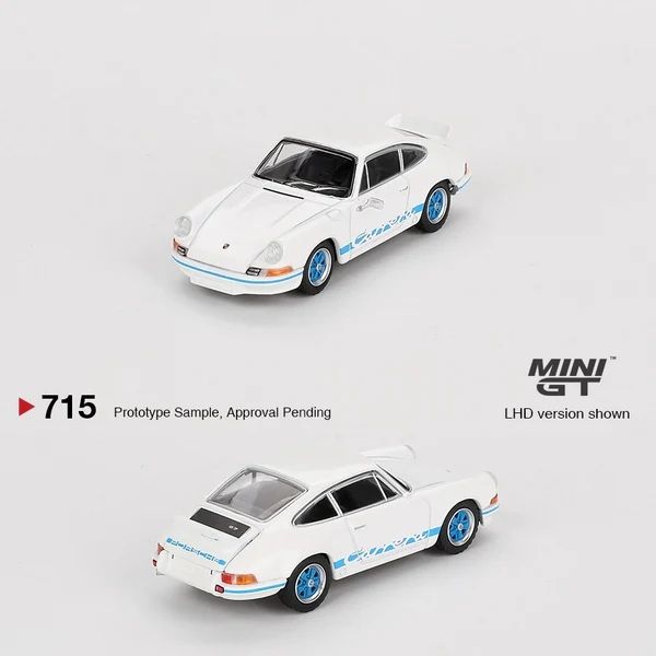 MINI GT 1/64 Porsche 911 Carrera RS 2.7 Grand Prix White/Blue Libery (Right Handle)