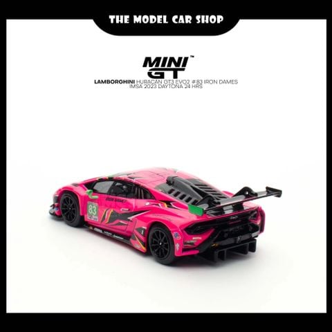  Xe mô hình MINI GT 1/64 Lamborghini Huracan GT3 EVO2 IMSA Daytona 24 Hour 2023#83 Iron Dames (Left Handle) 