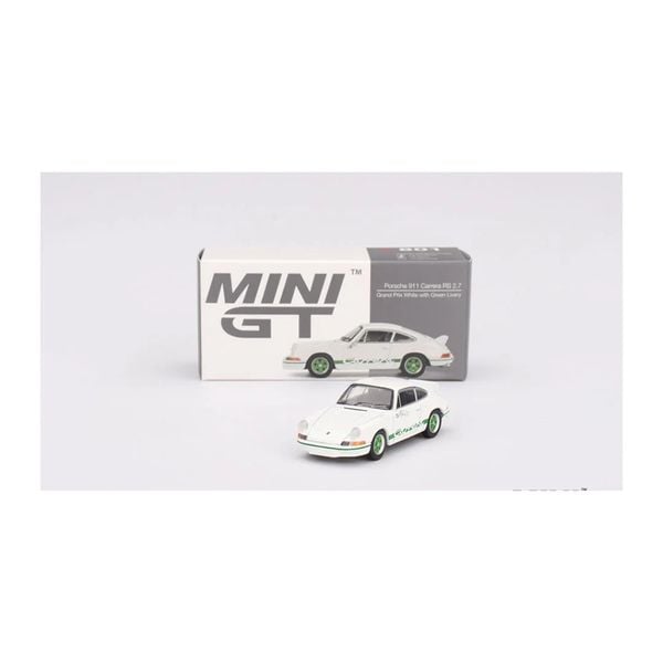 MINI GT 1/64 Porsche 911 Carrera RS 2.7 Grand Prix White/Green Libery (Right Handle)