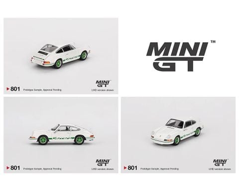  Xe mô hình MINI GT 1/64 Porsche 911 Carrera RS 2.7 Grand Prix White/Green Libery (Right Handle) 