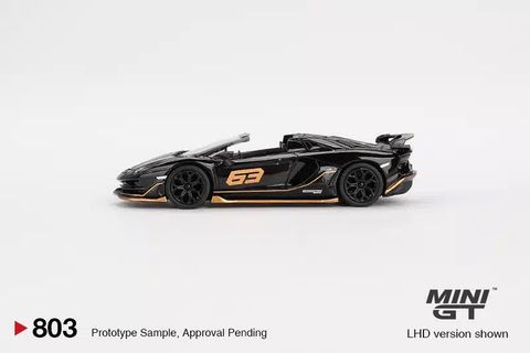  Xe mô hình MINI GT 1/64 Lamborghini Aventador SVJ 63 Roadster Nero Aldebaran Black (Right Handle) 