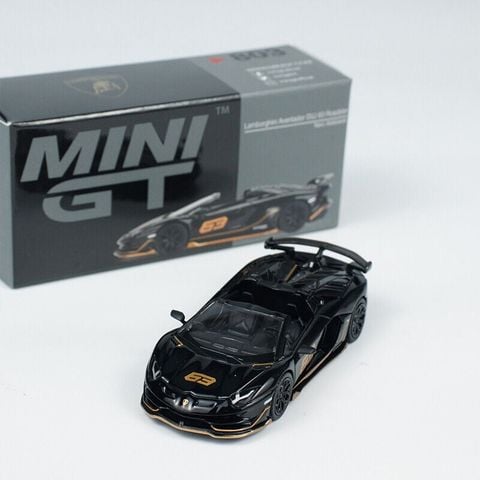  Xe mô hình MINI GT 1/64 Lamborghini Aventador SVJ 63 Roadster Nero Aldebaran Black (Right Handle) 