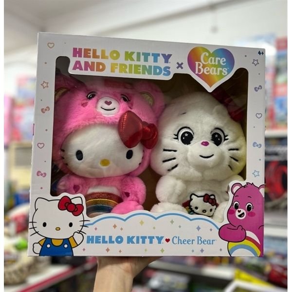 Thú bông Hello Kitty Cheer Bear Collectible x Care Bears Plush 2-Pack