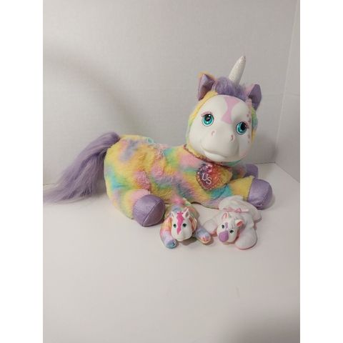  Unicorn Surprise Plush Tie Dye Sparkle Horn w/ 2 Baby Pony 