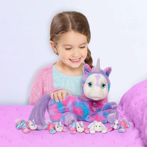  Unicorn Surprise Lizzie, Purple and Pink, Stuffed Animal Unicorn and Babies 