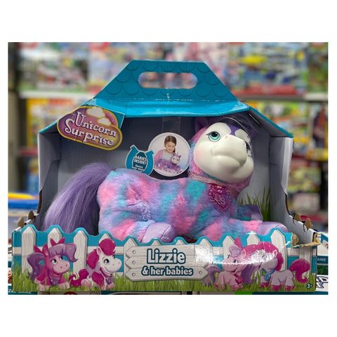  Unicorn Surprise Lizzie, Purple and Pink, Stuffed Animal Unicorn and Babies 