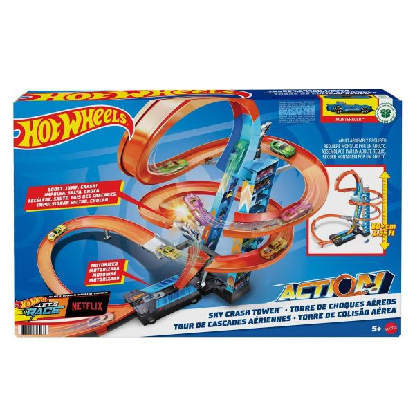 GJM76 23win04 Sky Crash Tower Motorized Track Set with Toy Car