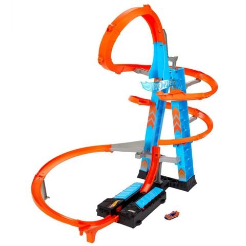  GJM76 Hot Wheels Sky Crash Tower Motorized Track Set with Toy Car 