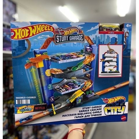  Bộ đường trượt xe GNL70 Hot Wheels City Stunt Garage Play Set Gift 