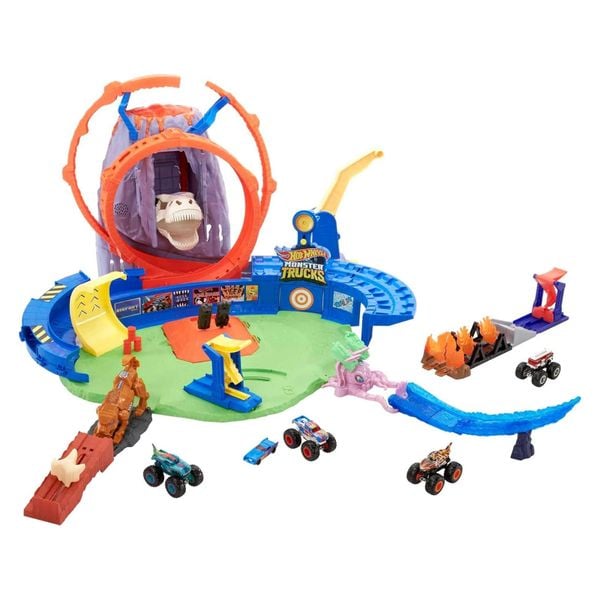 Bộ đồ chơi GYL14 Hot Wheels Monster Trucks T-Rex Volcano Playset