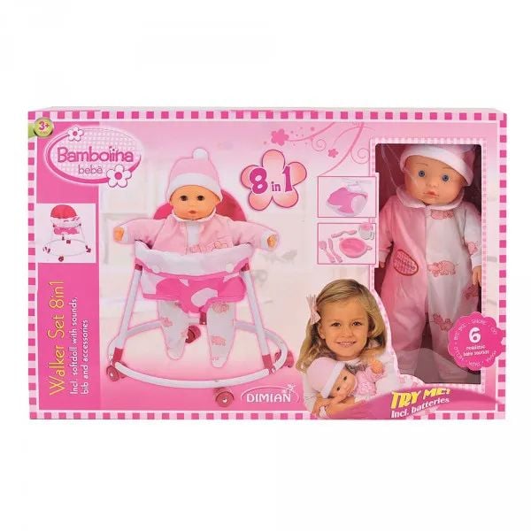 Khung tập đi Walker Set 8 in 1 cho búp bê Bambolina